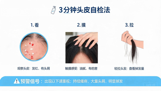 3分钟头皮自检法，早发现早改善